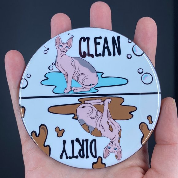 Bi-color Sphynx Cat Dishwasher Magnet Kitchen Sign - Picture 2 of 3